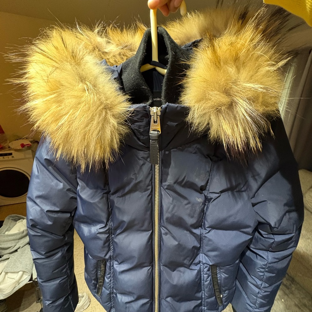 Mackage Dark Blue Jacket with Black Collar